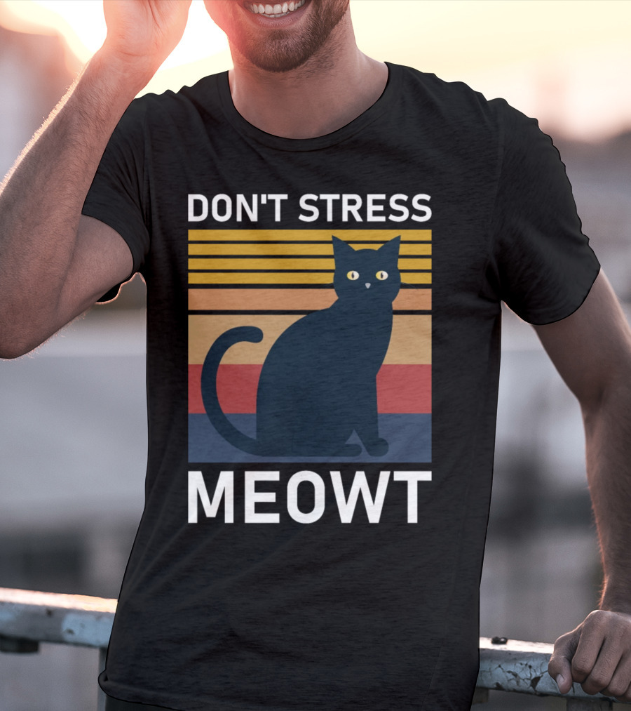 Don't Stress Meowt Retro Striped Cat T-Shirt