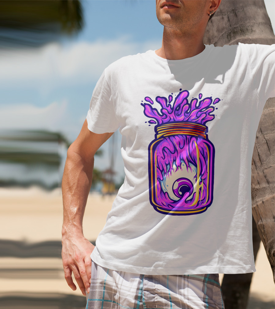 Zombie Eyeball Jar Overflowing With Purple Liquid T-Shirt