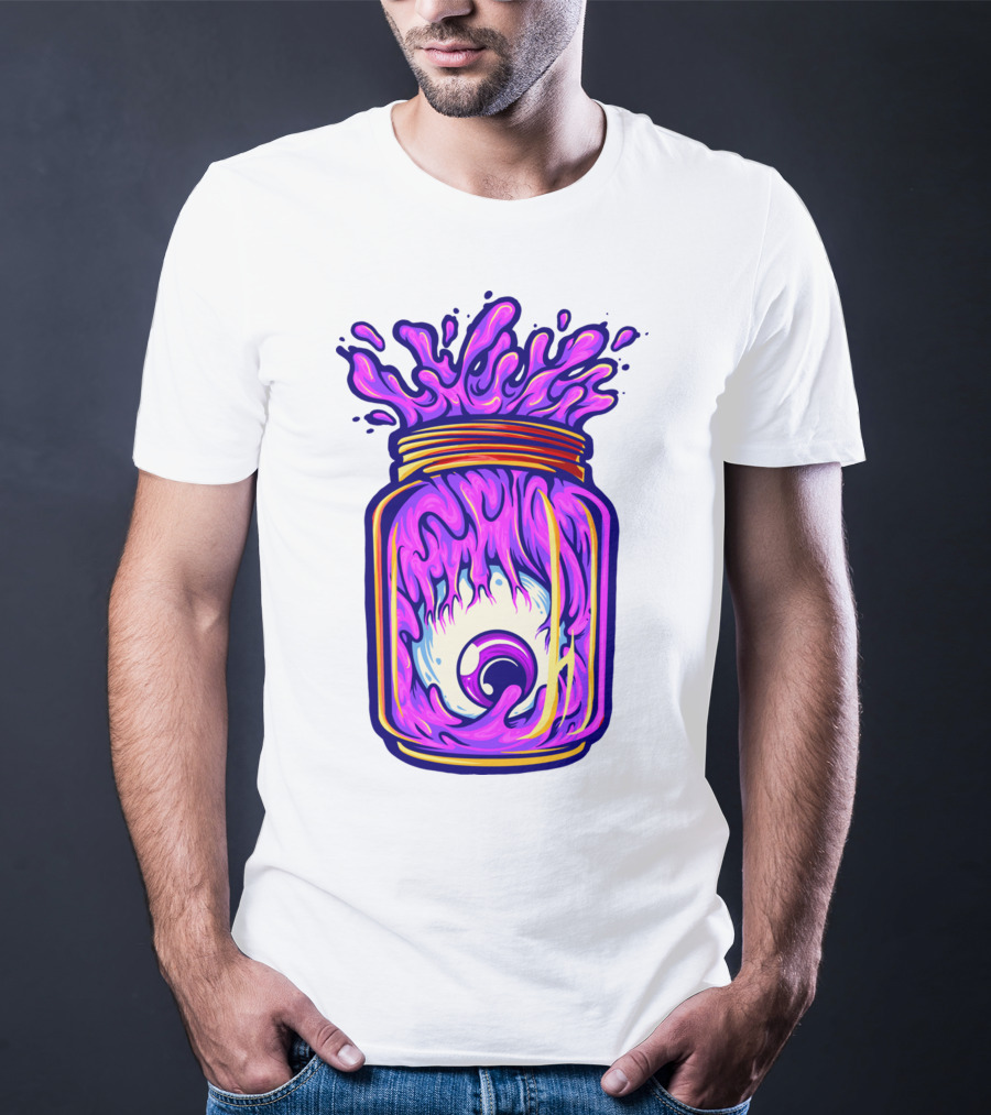 Zombie Eyeball Jar Overflowing With Purple Liquid T-Shirt