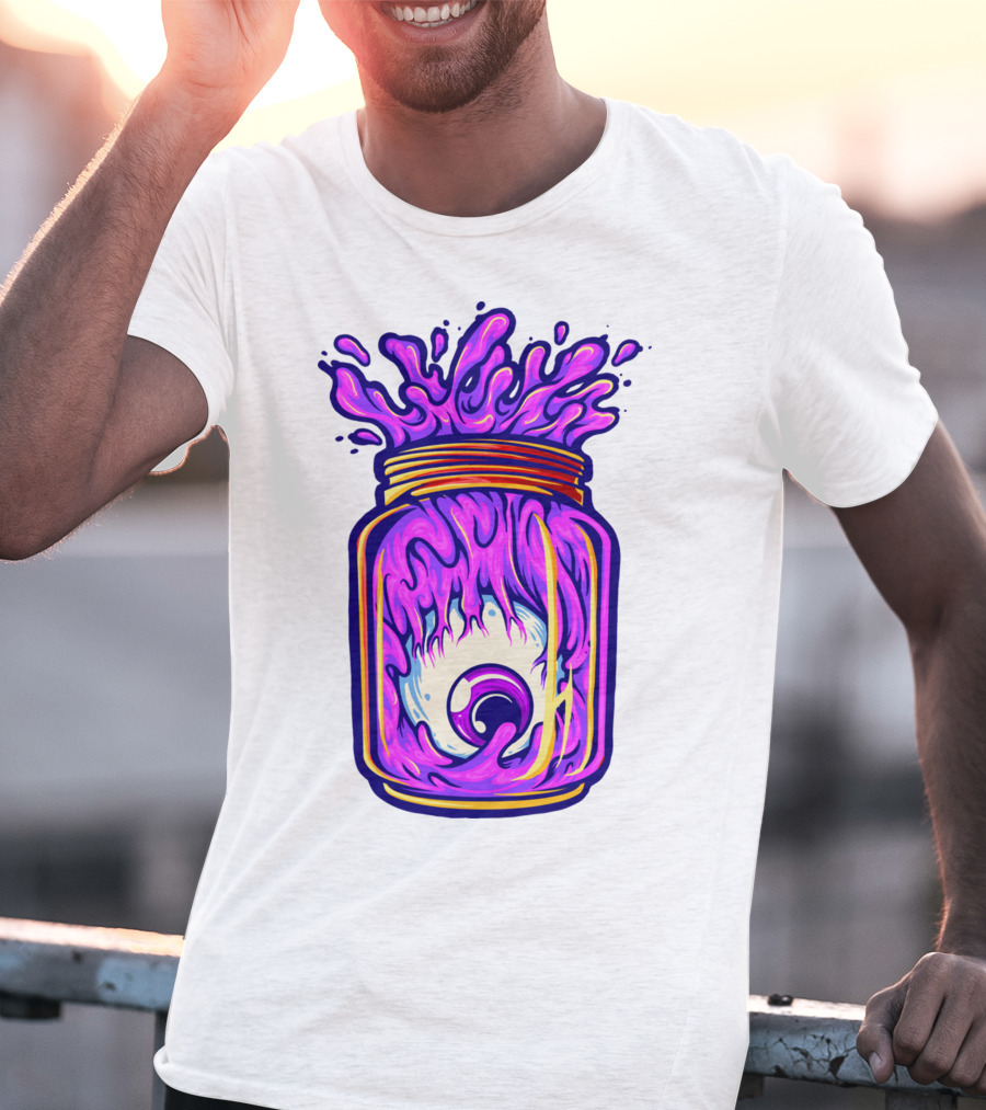 Zombie Eyeball Jar Overflowing With Purple Liquid T-Shirt