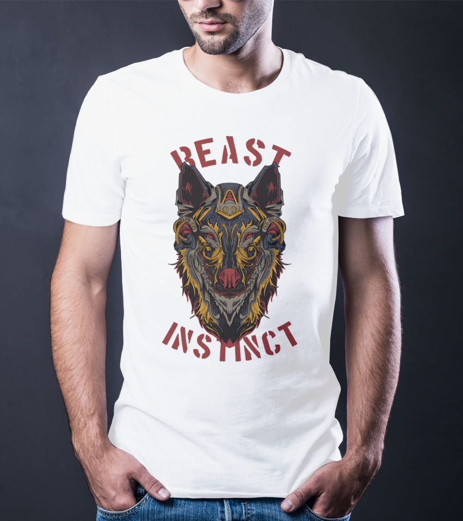 Beast Instinct Wolf Warrior Emblem T-Shirt