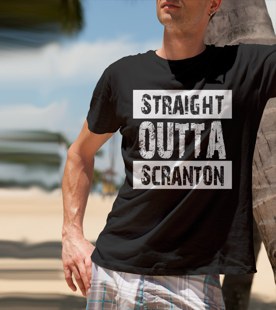 Straight Outta Scranton The Office Inspired Text T-Shirt