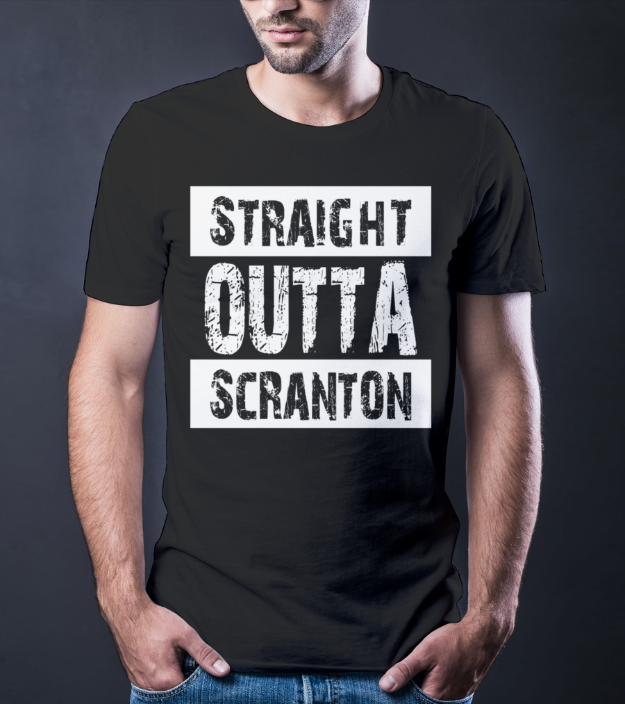 Straight Outta Scranton The Office Inspired Text T-Shirt