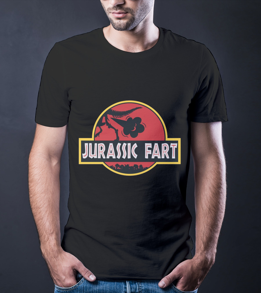 Jurassic Fart Dinosaur Logo Parody Comedy T-Shirt