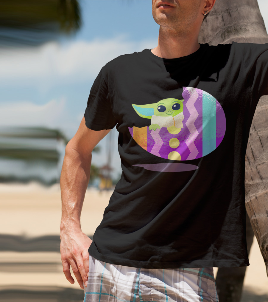Mandalorian The Child Baby Yoda Pastel Zigzag Easter Egg T-Shirt
