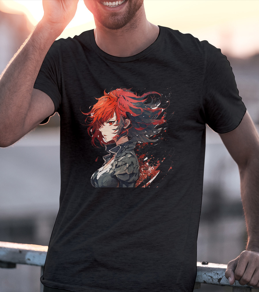 Ryuko Red Hair Anime Character Dynamic T-Shirt
