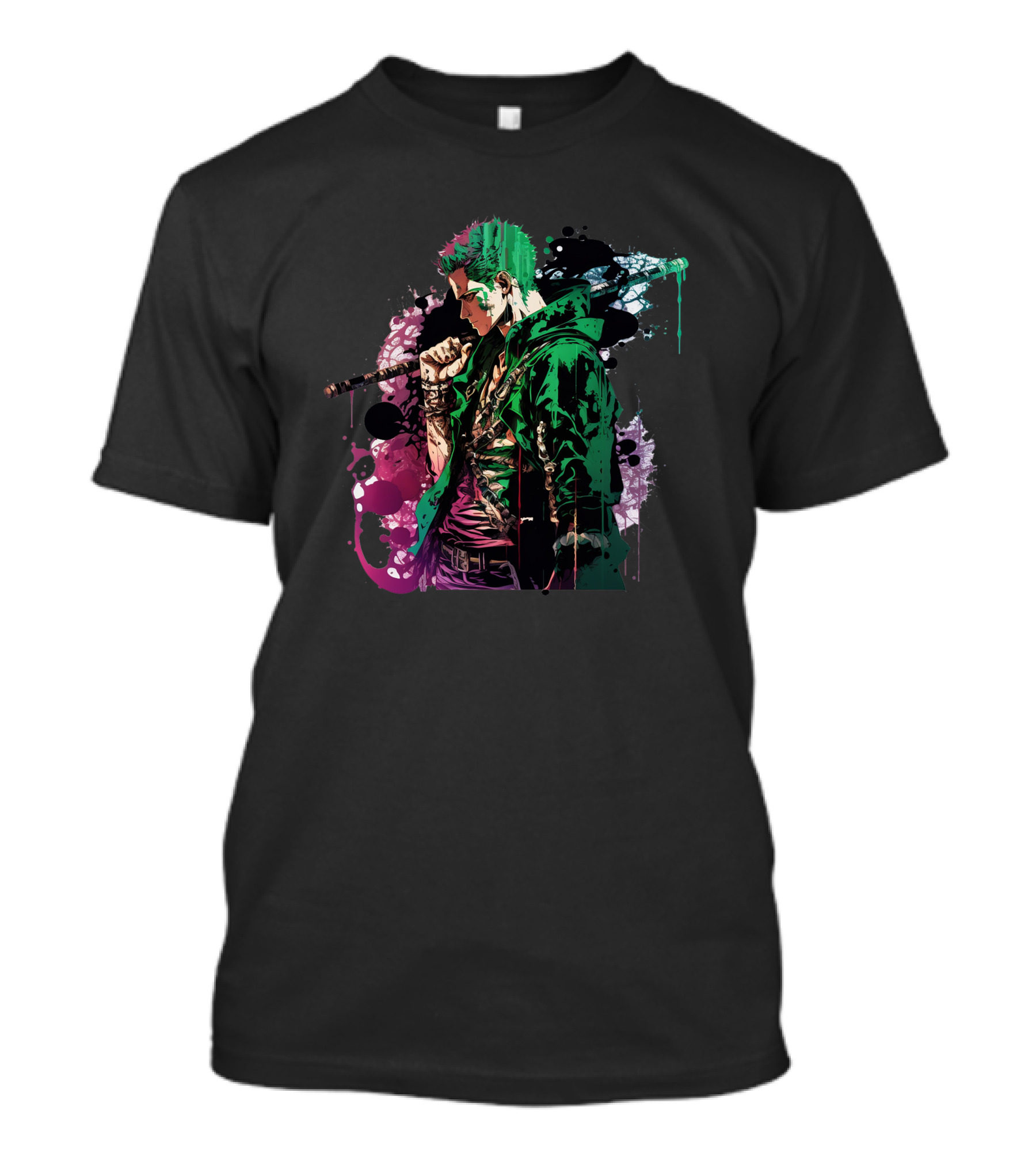 Roronoa Zoro Vibrant Watercolor Style One Piece Fan T-Shirt