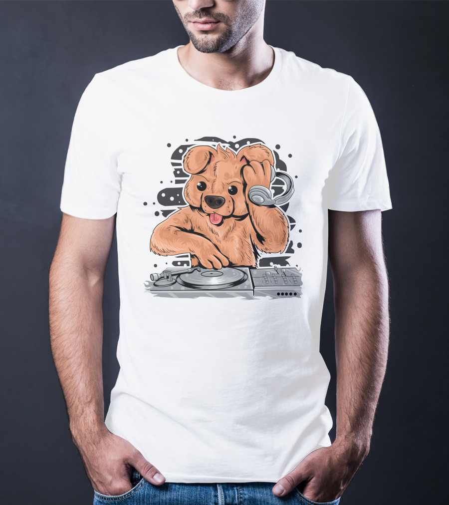 DJ Teedy Bear Mixing Beats With Headphones T-Shirt