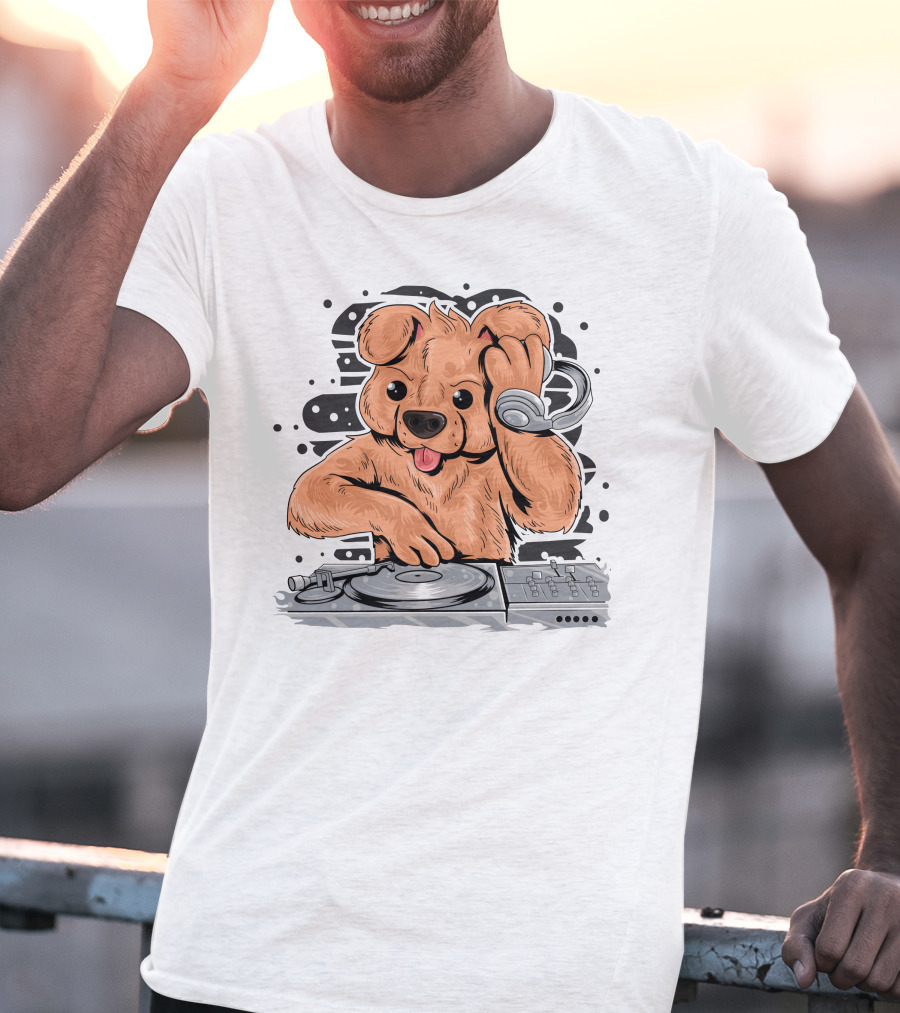 DJ Teedy Bear Mixing Beats With Headphones T-Shirt