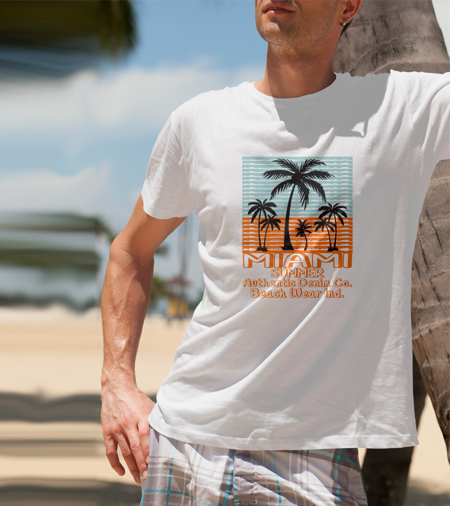 MIAMI SUMMER Authentic Denim Co. Beach Wear Ind T-Shirt