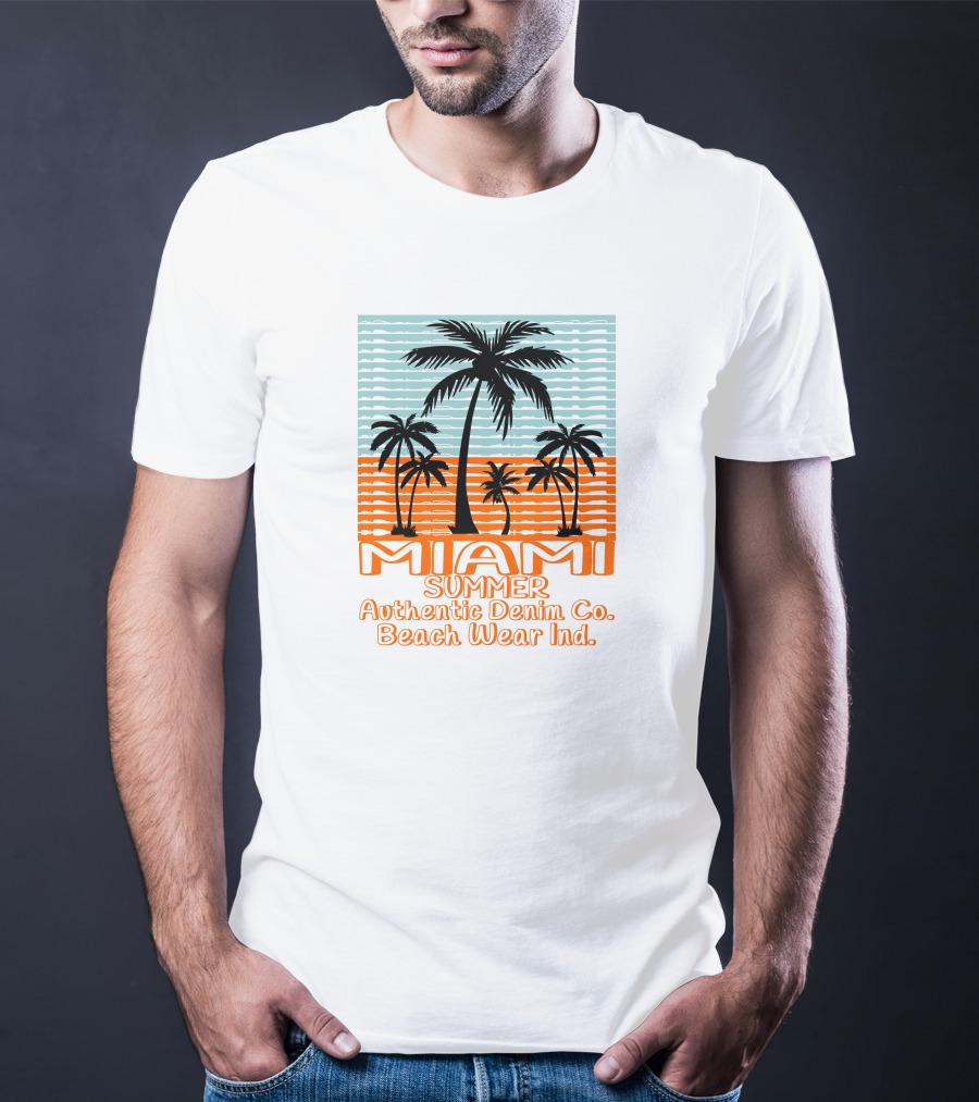 MIAMI SUMMER Authentic Denim Co. Beach Wear Ind T-Shirt