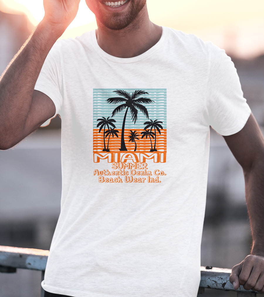 MIAMI SUMMER Authentic Denim Co. Beach Wear Ind T-Shirt
