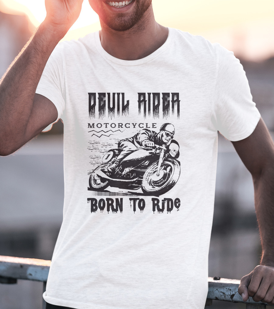 Devil Rider Motorcycle Born To Ride T-Shirt