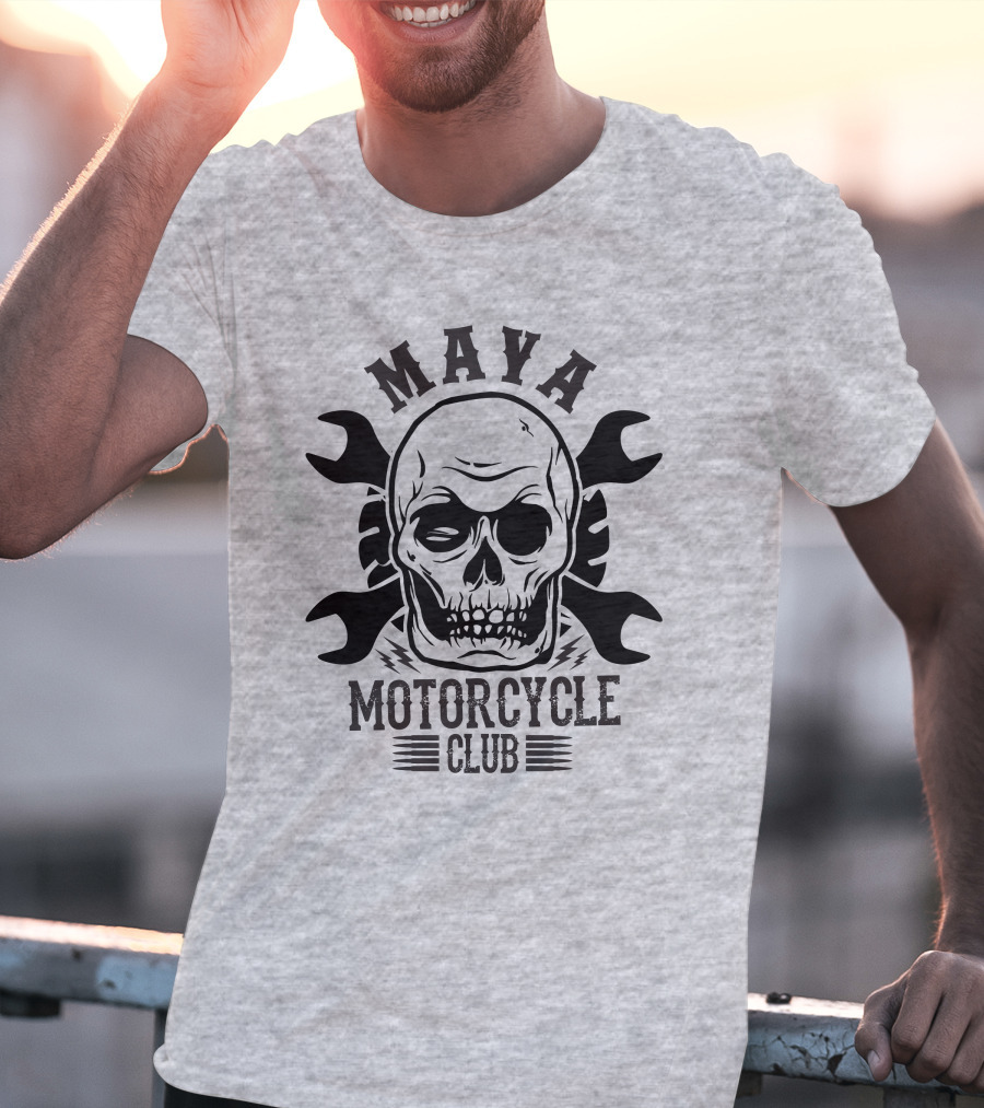 Maya Motorcycle Club Skull Wrench T-Shirt
