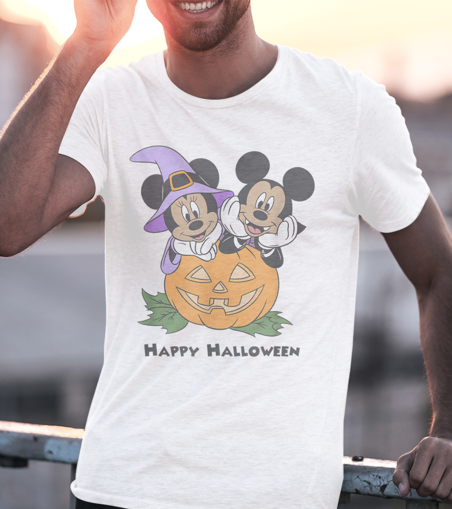 Happy Halloween Pumpkin Mickey And Minnie T-Shirt