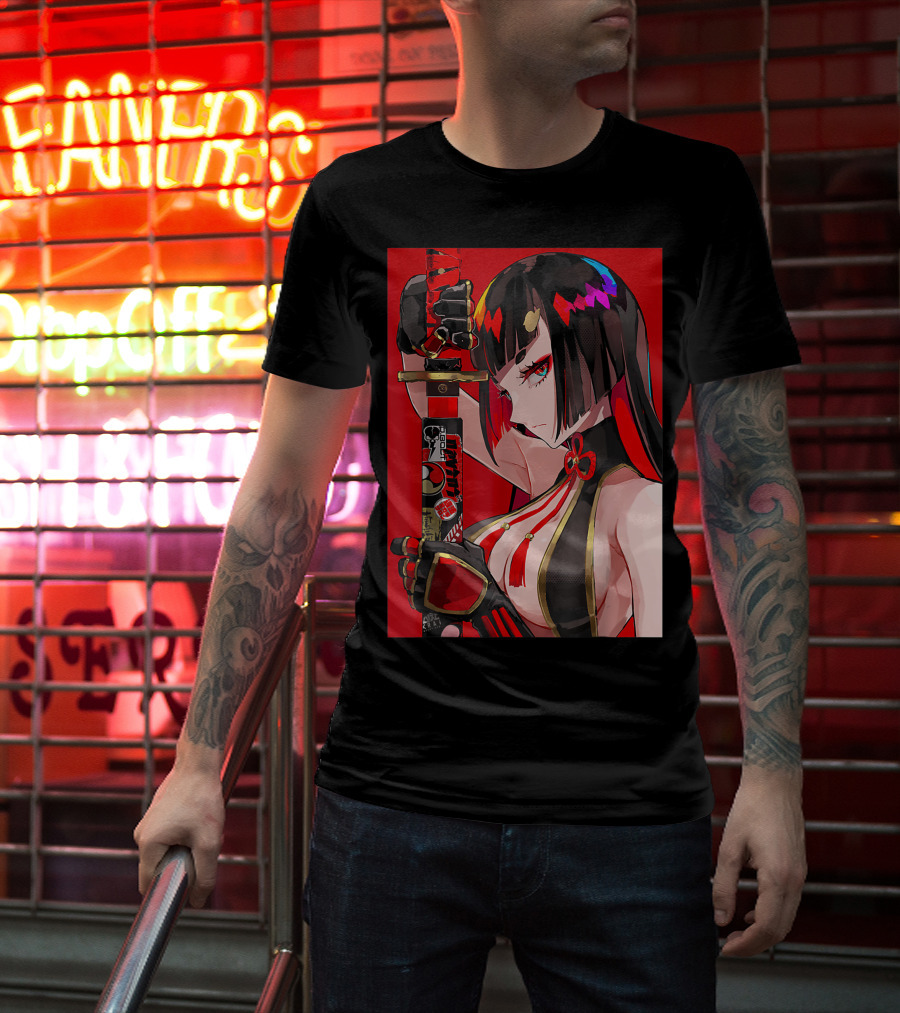 Anime Girl Japanese Aesthetic Katana Warrior Otaku T-Shirt