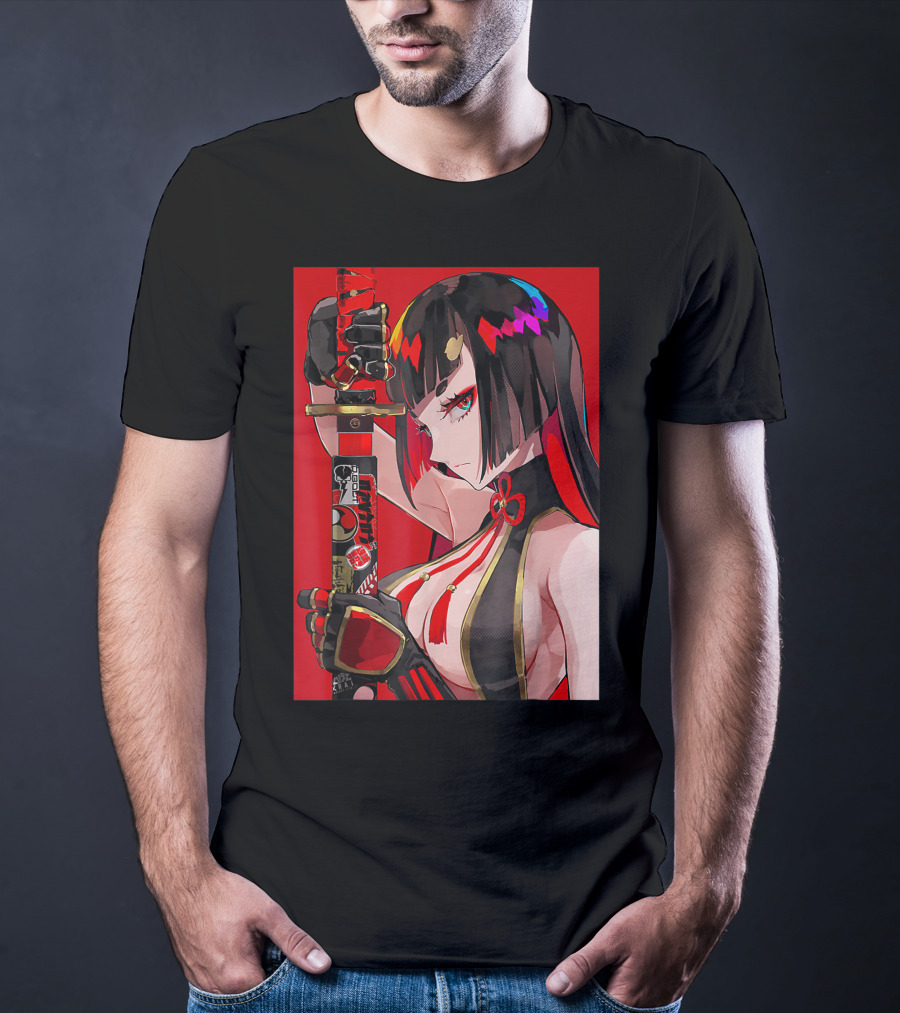 Anime Girl Japanese Aesthetic Katana Warrior Otaku T-Shirt