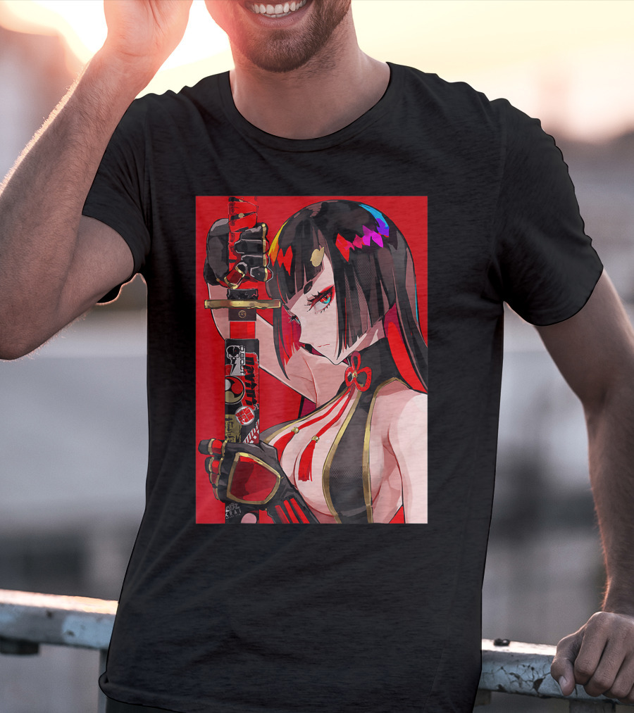 Anime Girl Japanese Aesthetic Katana Warrior Otaku T-Shirt