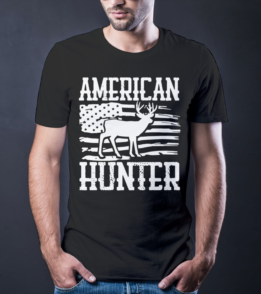 American Flag American Hunter Patriot Party Decor Usa T-Shirt