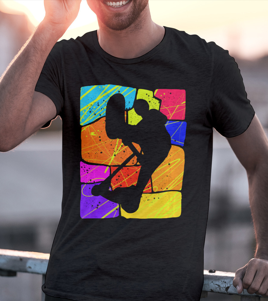 Awesome Scooter Teens Colorful Silhouette Adventure T-Shirt