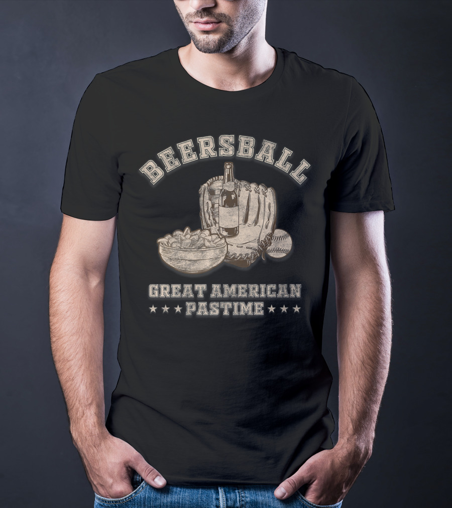 Beersball Great American Pastime Baseball Beersball Chips And Beer Softball Series Dad T-Shirt