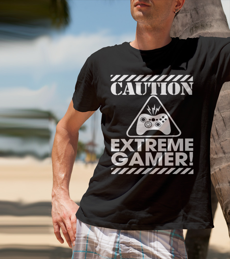 Caution Extreme Gamer Controller Warning T-Shirt
