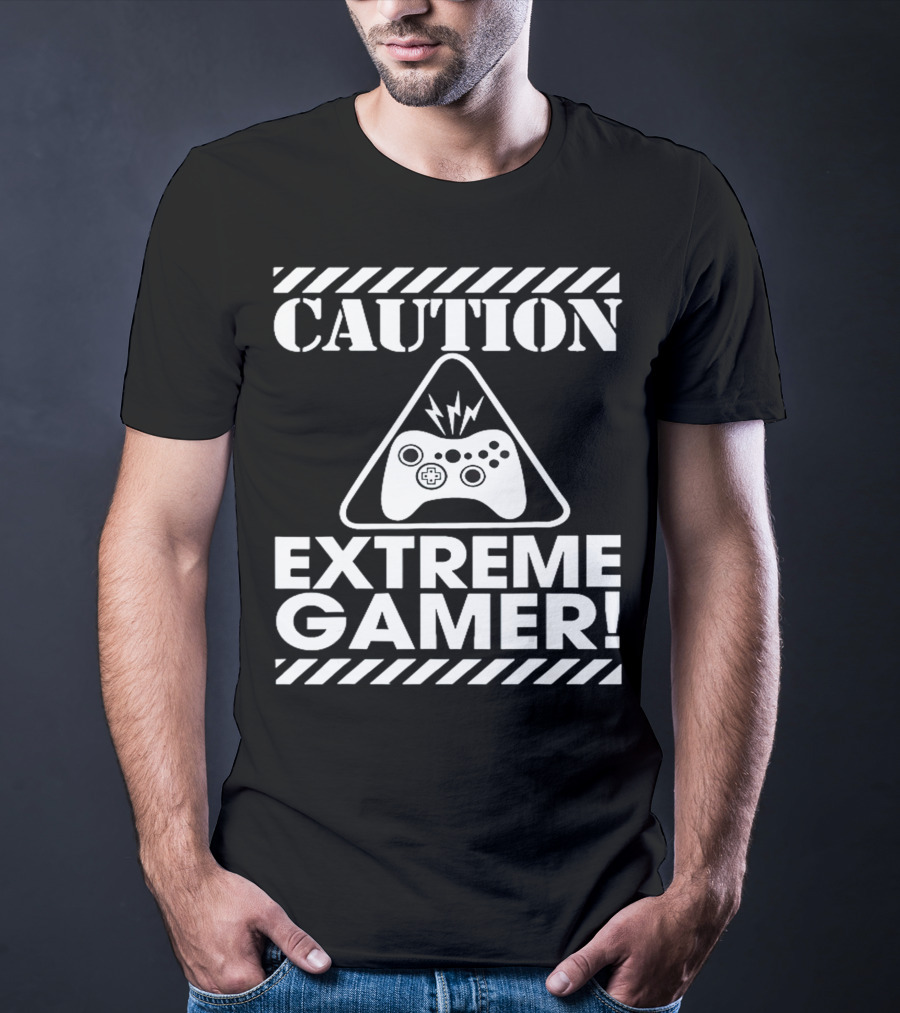 Caution Extreme Gamer Controller Warning T-Shirt
