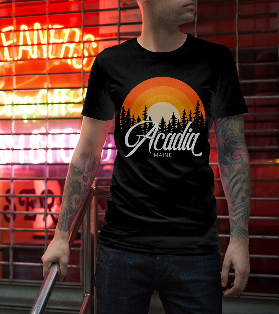 Acadia Maine Sunset Forest Adventure In National Park T-Shirt