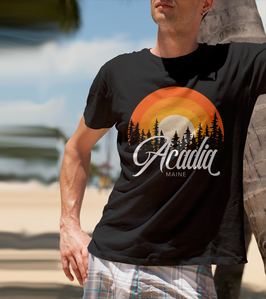 Acadia Maine Sunset Forest Adventure In National Park T-Shirt