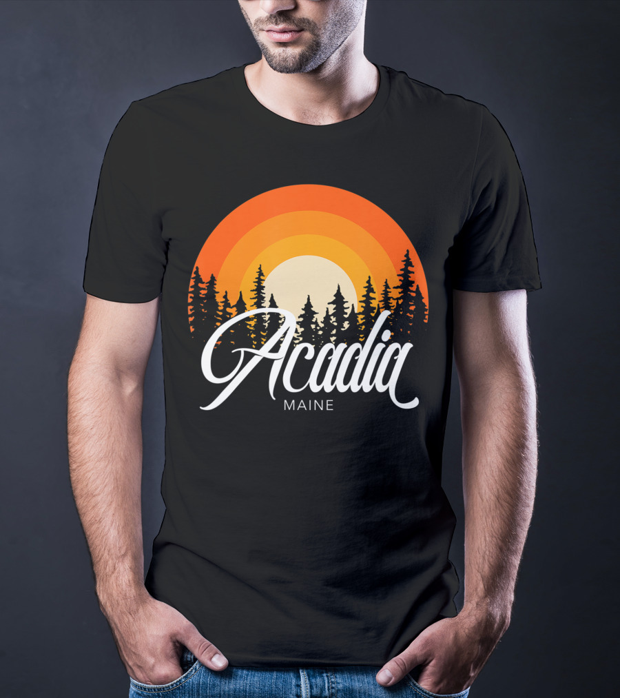 Acadia Maine Sunset Forest Adventure In National Park T-Shirt