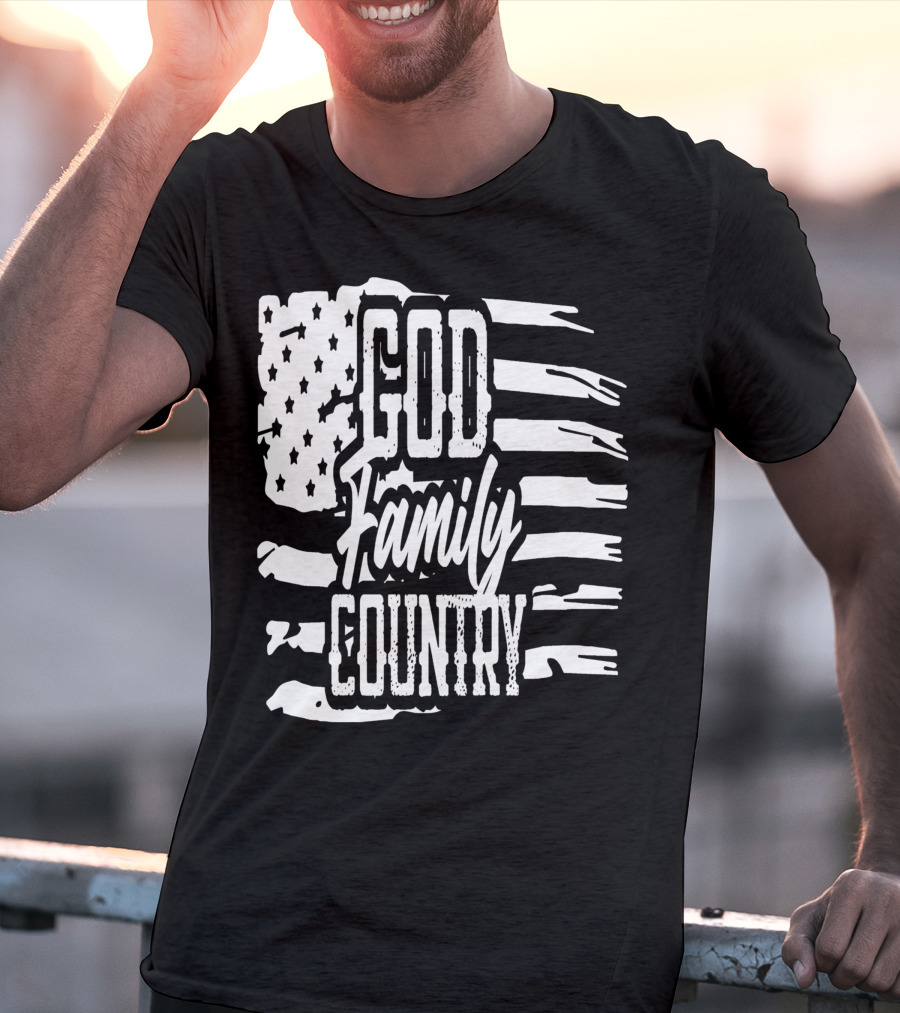 American Flag God Family Country Patriot Party Decor USA T-Shirt