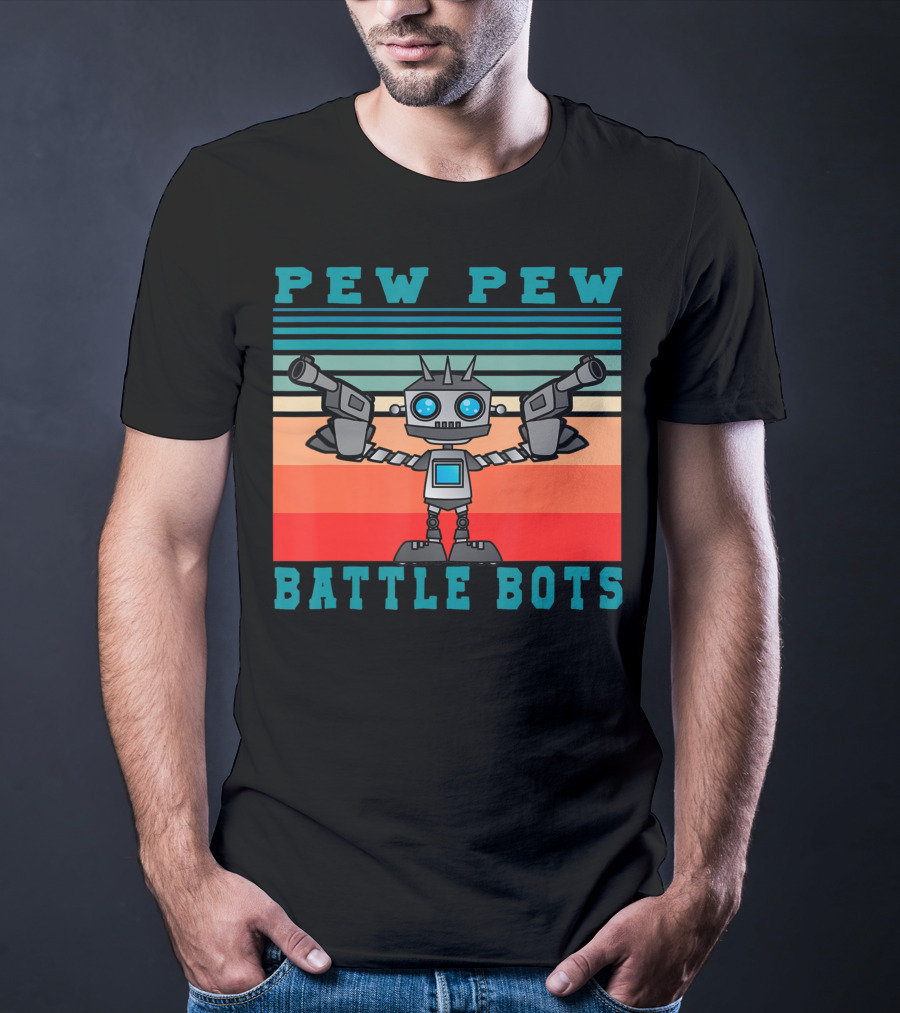 Pew Pew Battle Bots Robot Fighting Combat T-Shirt