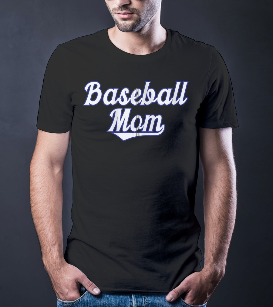 Classic Baseball Mom Swooping Text T-Shirt