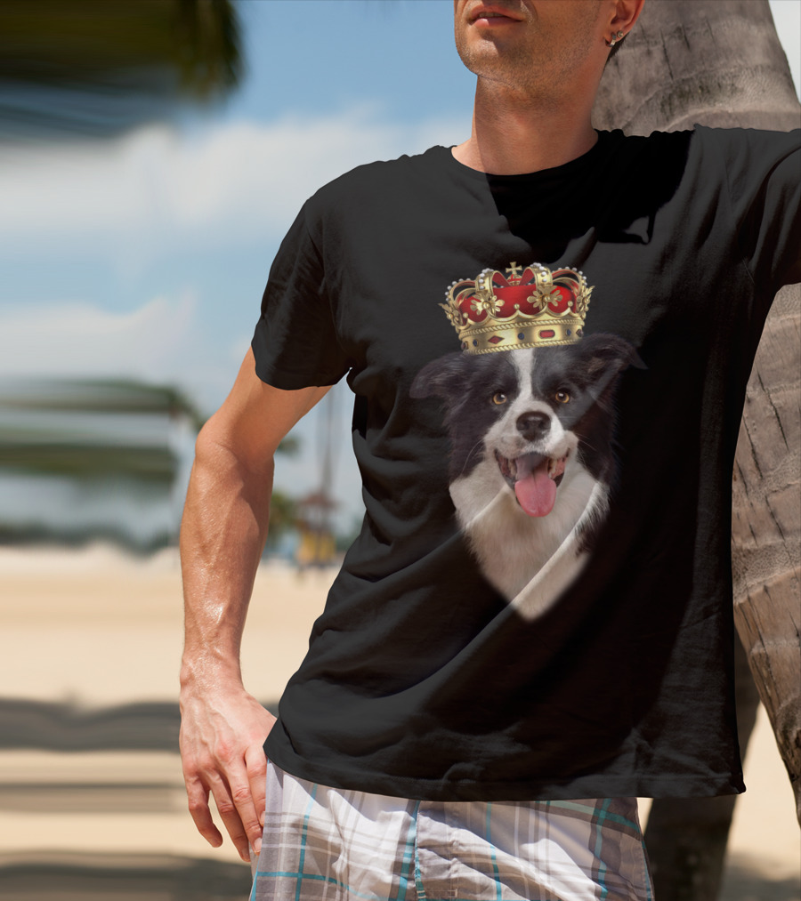 Royal Collie King Dog With Crown T-Shirt