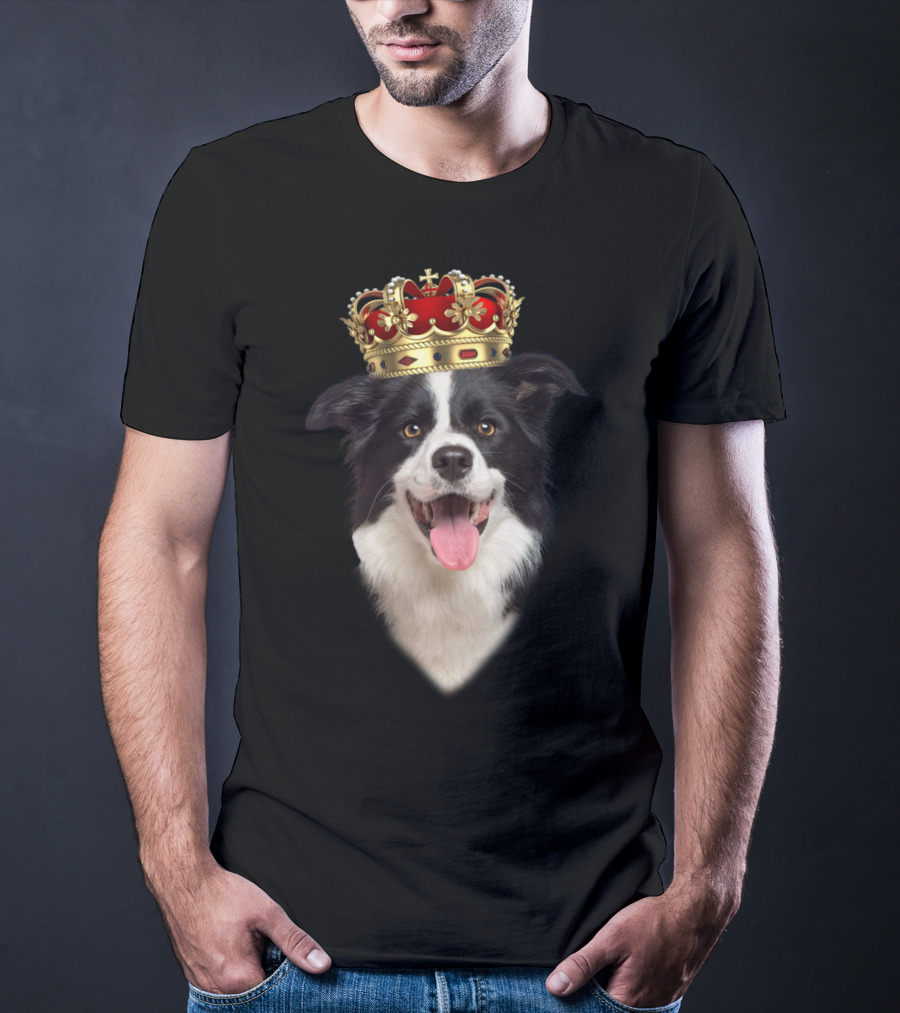 Royal Collie King Dog With Crown T-Shirt