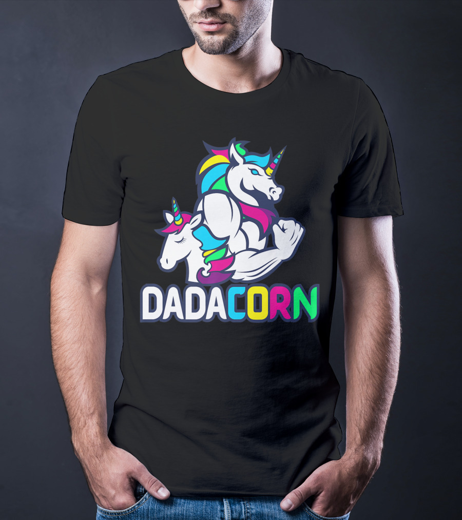 Dadacorn Unicorn Dad Muscle Rainbow Magic T-Shirt