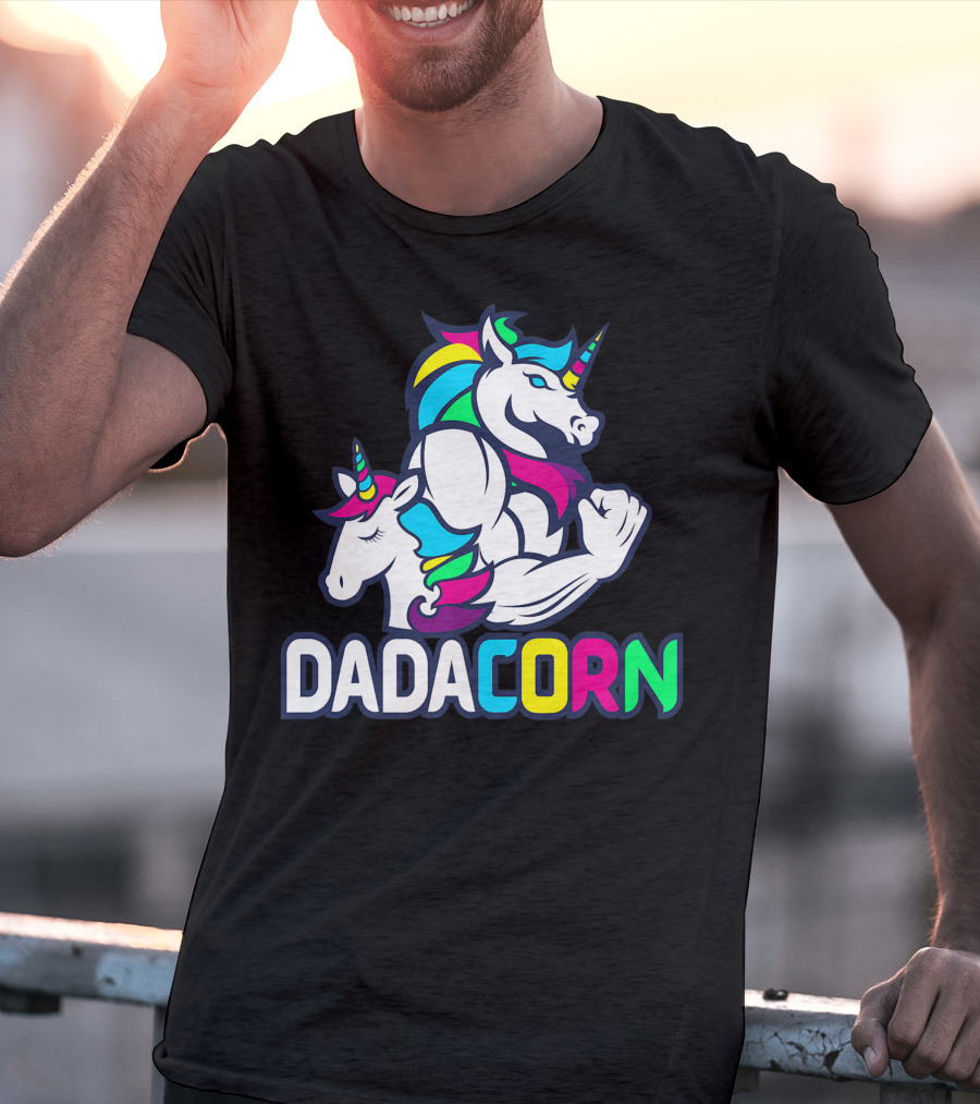 Dadacorn Unicorn Dad Muscle Rainbow Magic T-Shirt