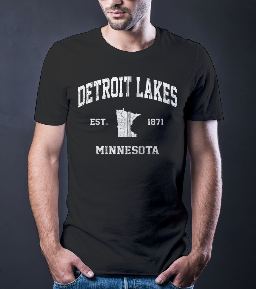 Detroit Lakes Minnesota Established 1871 Vintage State Athletic T-Shirt