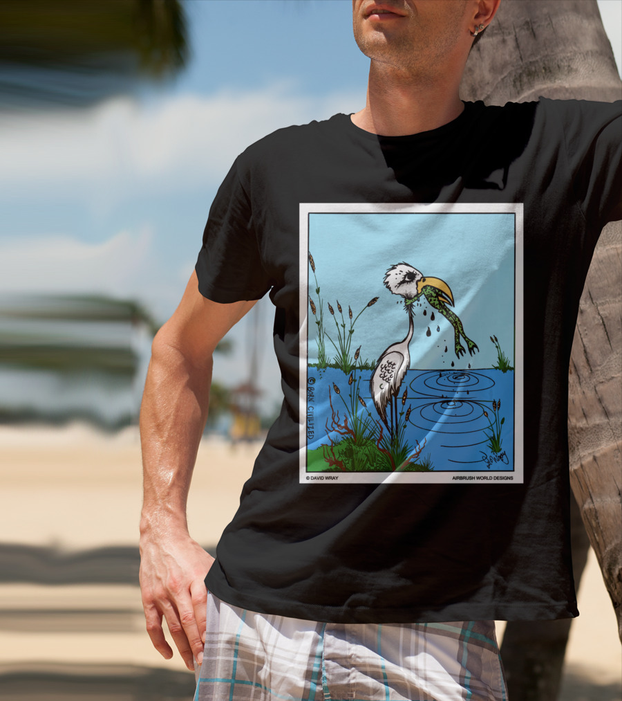 Dont Give Up Frog Bird Inspirational Cartoon By Airbrush World T-Shirt