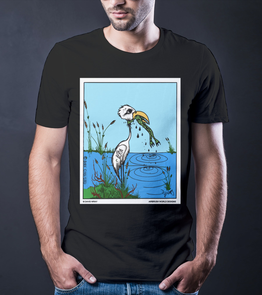 Dont Give Up Frog Bird Inspirational Cartoon By Airbrush World T-Shirt