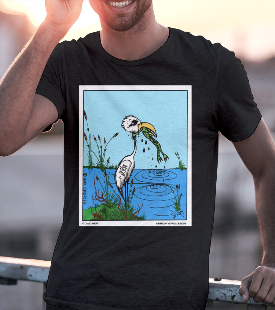 Dont Give Up Frog Bird Inspirational Cartoon By Airbrush World T-Shirt