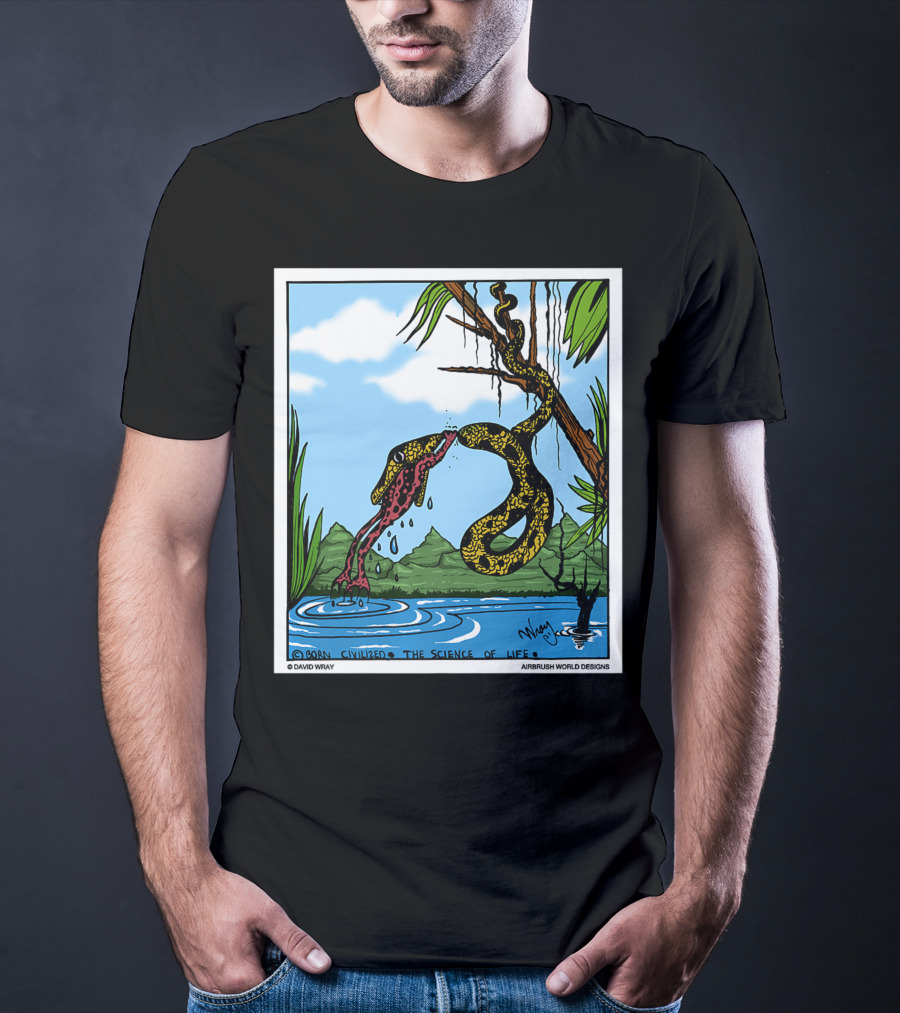 Born Civilized The Science Of Life Dont Give Up Frog Snake Reptile T-Shirt