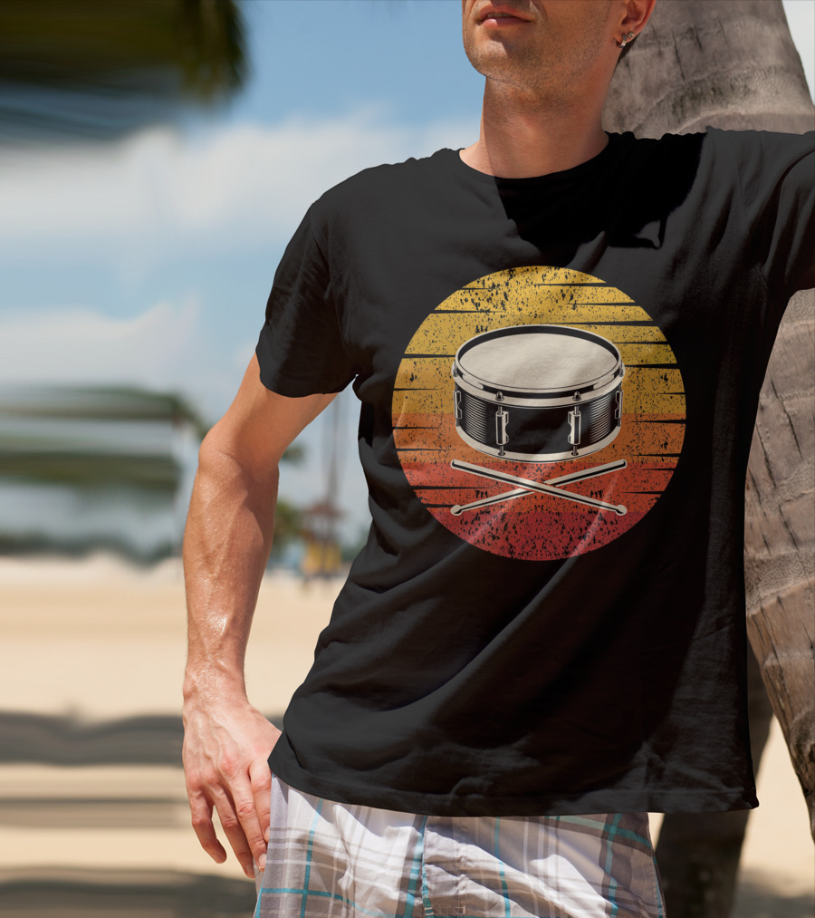 Drum Drummer Drum Band Snare Vintage Sunset T-Shirt