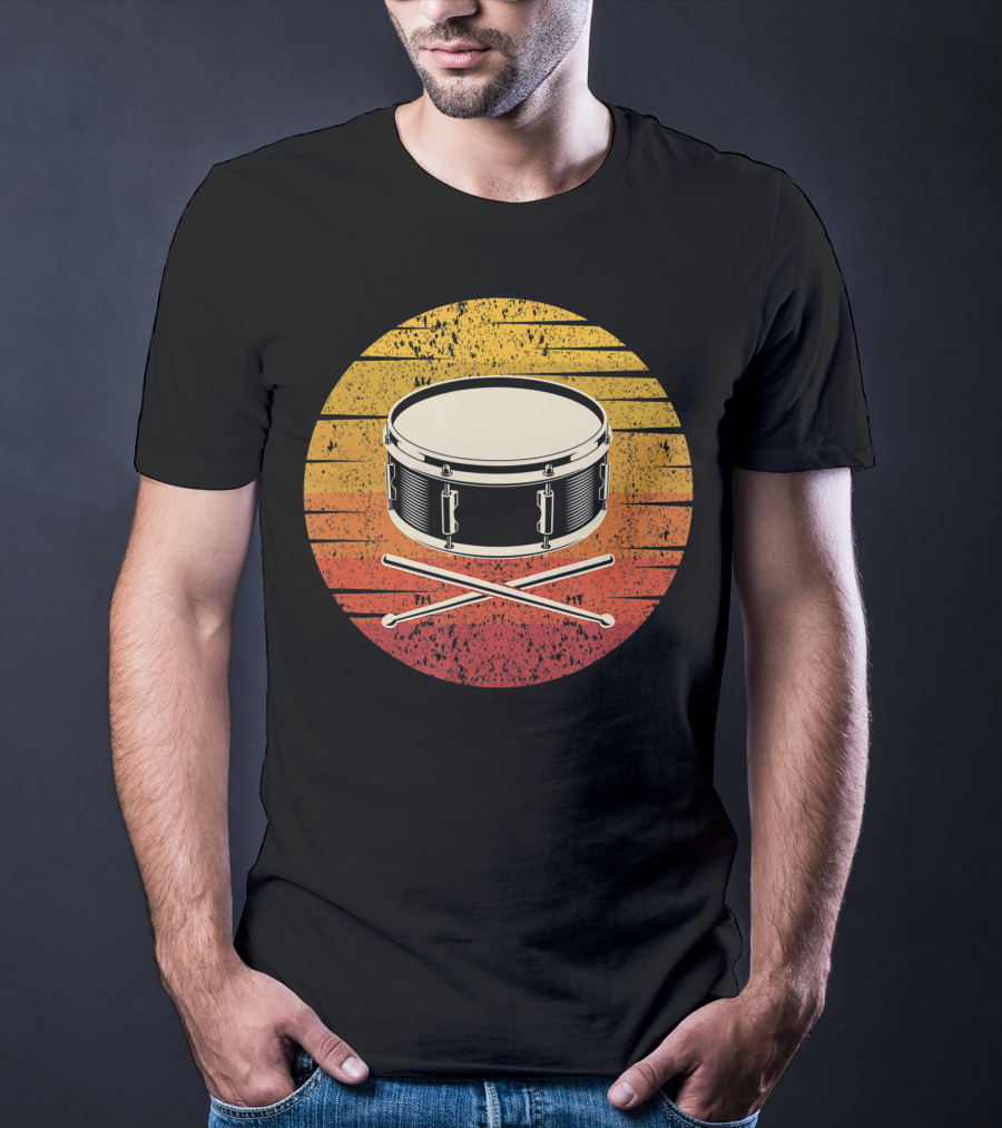 Drum Drummer Drum Band Snare Vintage Sunset T-Shirt