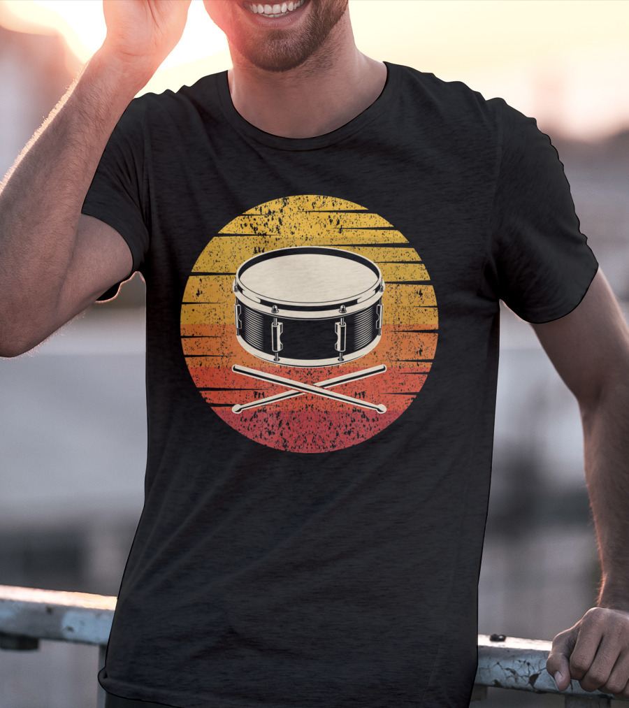Drum Drummer Drum Band Snare Vintage Sunset T-Shirt