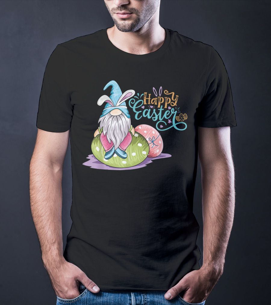 Happy Easter Gnome On Colorful Eggs T-Shirt