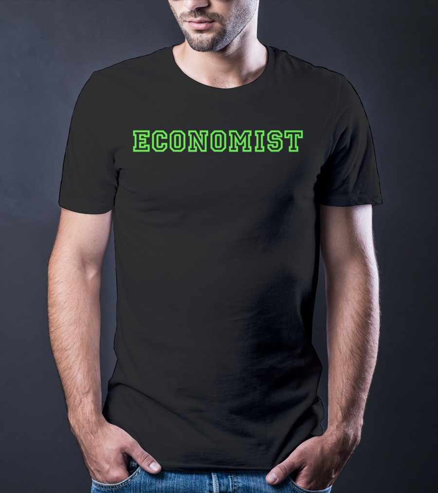 ECONOMIST Green Neon Block Lettering T-Shirt
