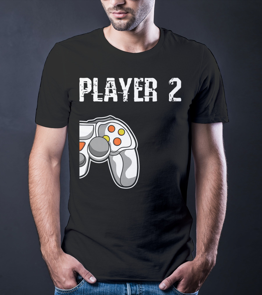 Player 2 Gamer Couple Matching Gaming Player Controller T-Shirt