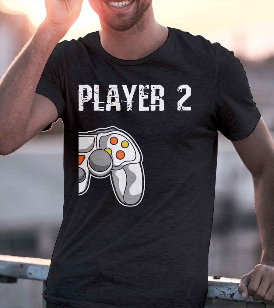Player 2 Gamer Couple Matching Gaming Player Controller T-Shirt