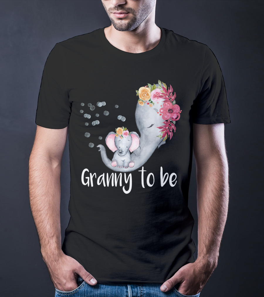 Granny To Be Elephant Baby Shower Floral For Girl T-Shirt